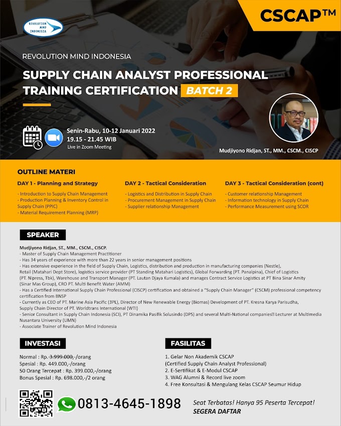 WA.0813-4645-1898 | Certified Supply Chain Analyst Professional (CSCAP™) Batch 2