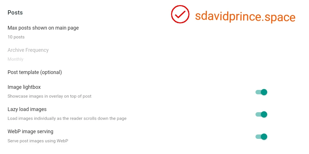 Posts Settings on blogger