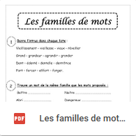 fiche d'exercices ce1 famille de mots