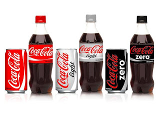 Lata y botella de: coca-cola normal, coca-cola light y coca-cola zero