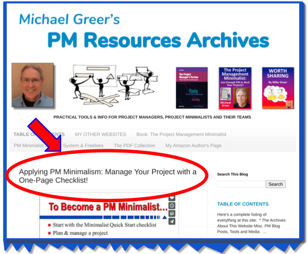 Go to article Applying PM Minimalism: Manage Your Project with a One-Page Checklist!"