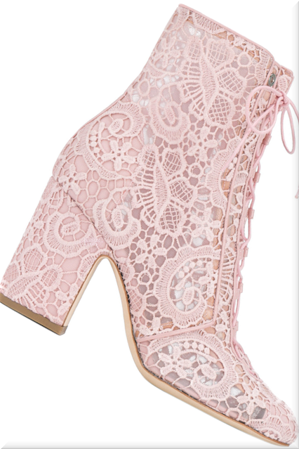 ♦Laurence Dacade Milly pink lace booties #shoes #pink #pantone #brilliantluxury