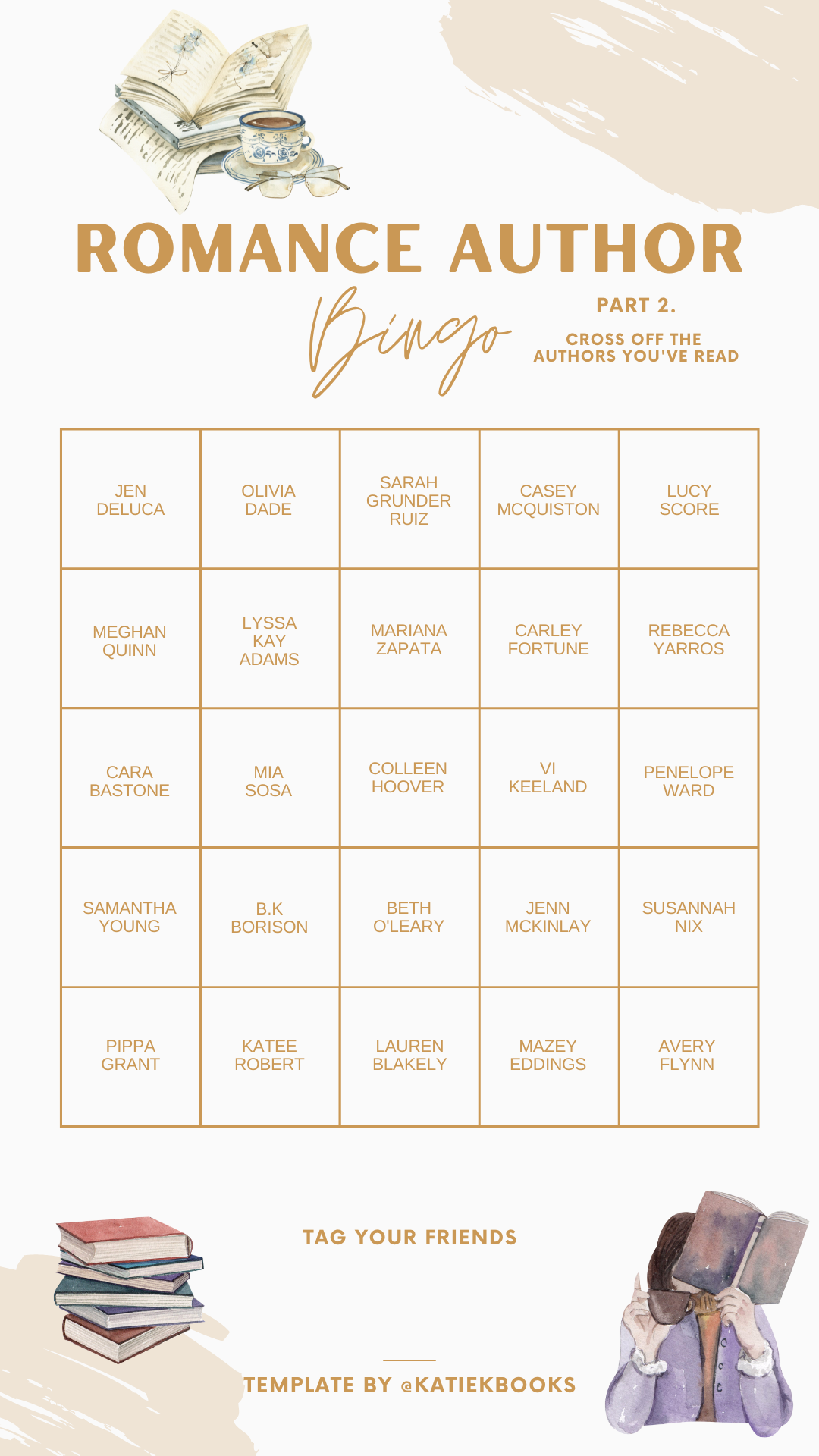 Romance Book Lovers Instagram Story Template to use for fun on your stories. Tag your friends! Romance Book Author Bingo