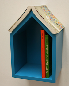 small shelf for books, blue