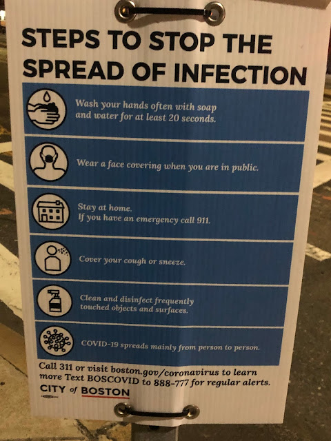 Steps to Stop the Spread of Injection: Wash your hands often with soap and water for at least 20 seconds - Wear a face covering when you are in public - Stay at home...If you have an emergency call 911 - Cover your cough or sneeze - Clean and disinfect frequently touched objects and enforces - COVID-19 spreads mainly form person to person - Call 311 or visit boston.gov/coronavirus to learn more, text BOSCOVID to 888-777 for regular alerts CITY of BOSTON