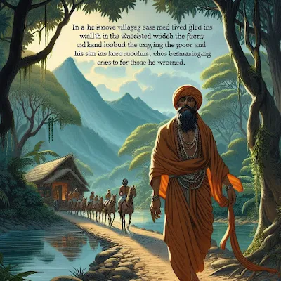 The Torture of Naraka A-man-walks-ahead-of-several-horsemen