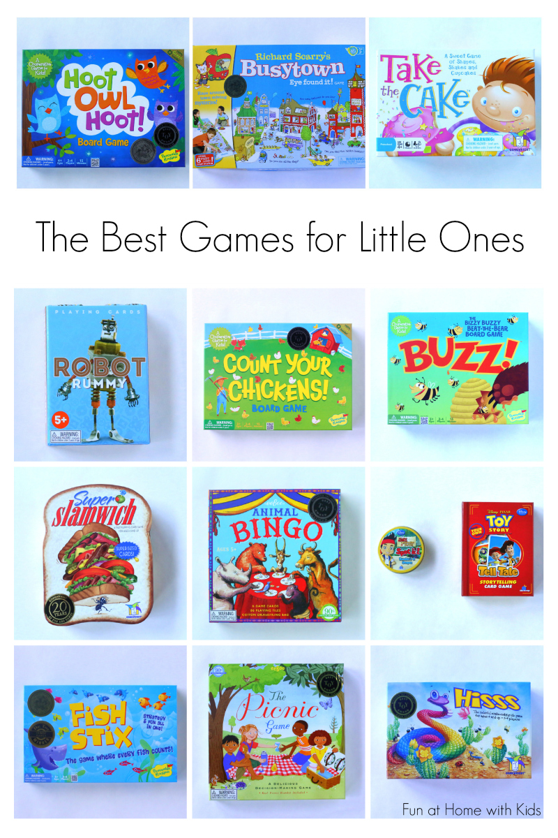 A closer look at 13 games for kids ages 3-8 with age recommendations from a former teacher.  Many of the games are only $9!  A great idea for holiday gifts from Fun at Home with Kids
