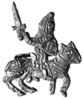 Badge Knight on horseback Tin-lead alloy.