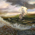 Marine Painting of Ship in Storm Tossed Sea