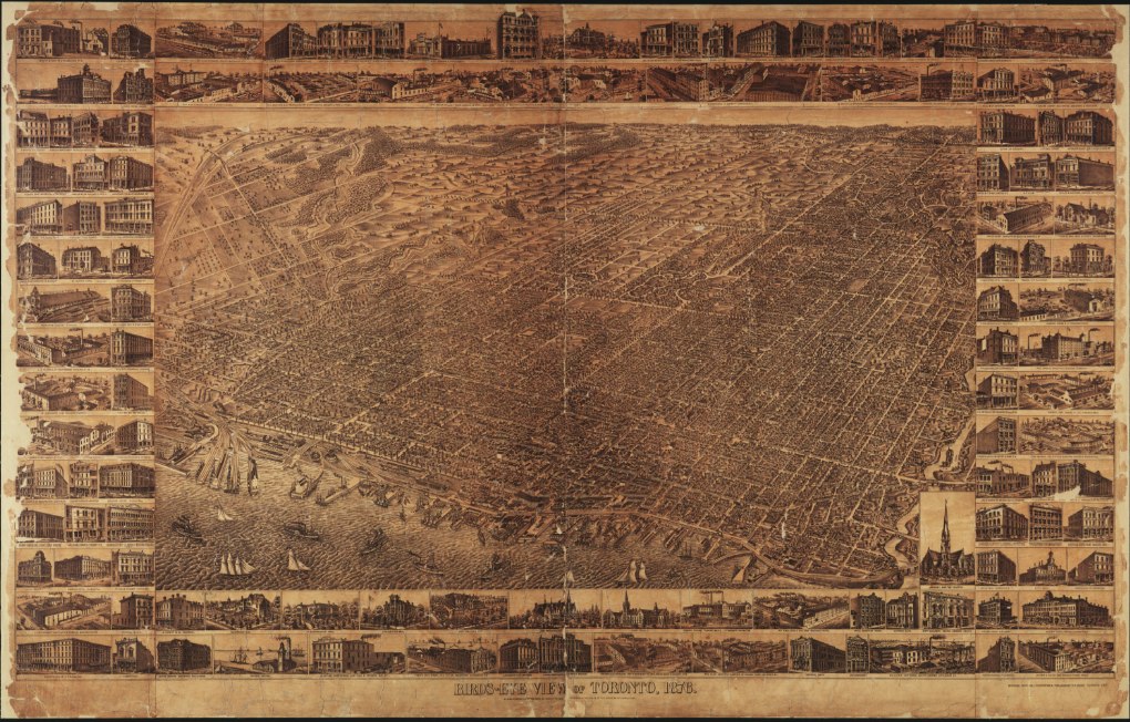 1876 Bird's Eye View of Toronto, Peter Alfred Gross