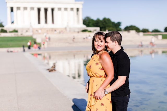 Summer Sunrise Engagement Session at the Lincoln Memorial photographed by Heather Ryan Photography