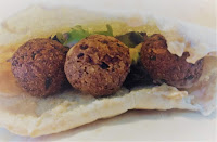 Falafel in pitta bread with salad