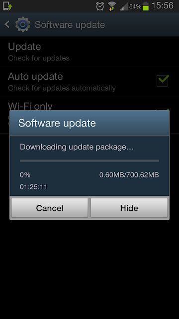 Samsung Galaxy Note 2 adroid 4.3 Download started Size 700.62mb