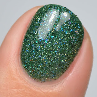 green jelly nail polish with glitter