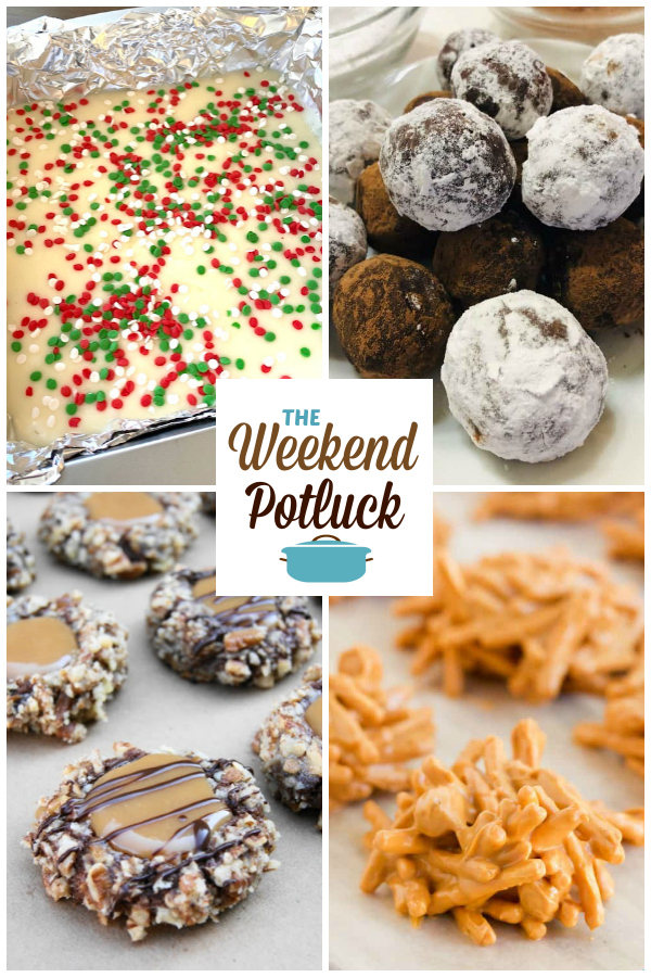 A virtual recipe swap with 2-Ingredient White Fudge, No-Bake Bourbon Balls, Insanely Delicious Turtle Cookies, No-Bake Butterscotch Haystacks and more!