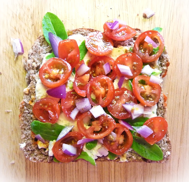 tomato salad open sandwich