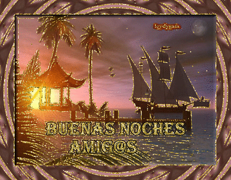 Buenas Noches Amigos con paisaje tropical - Imagenes y 