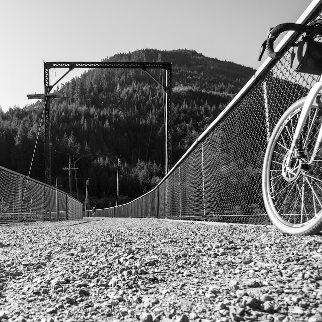 Gravel bicycle on trestle that is part of the Palouse to Cascades Trail