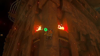 climbing up the high walls of the Fire Temple