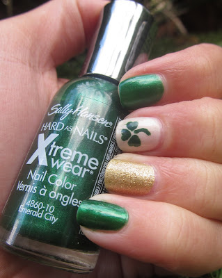 st patricks day nail design sally hansen emerald city