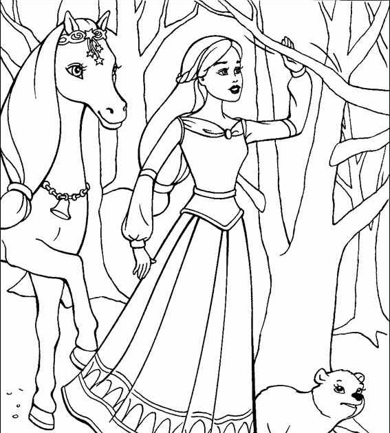 Download Disney Coloring Pages : Barbie Princess and A Magic Horse