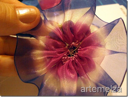 artemelza - flor de fita - rosa
