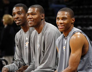 Jeff Green, Kevin Durant y Russell Westbrook.