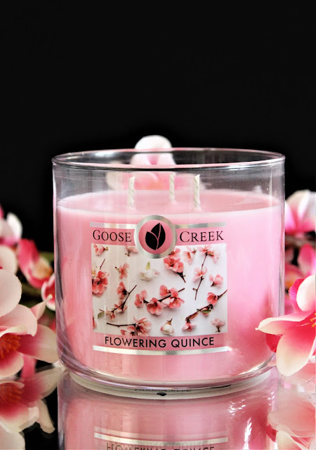 bougie goose creek flowering quince, bougie parfumée 3 mèches, 3 wicks candle, bougie parfumée américaine, goose creek europe, achetr bougie goose creek, goose creek flowering quince, bougie flowering quince