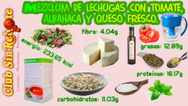 imagen de portada en mi Blog - Recetario de Cenas Sanas y Tentadoras con los Ingredientes del Mezclum de lechugas con tomate, albahaca y queso fresco.