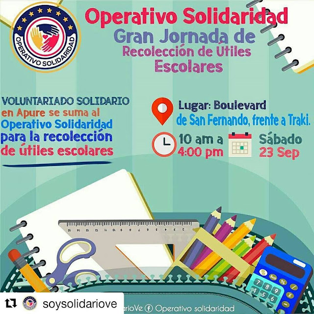 Operativo de “solidaridad” en recolecciones de útiles nuevos y usados para este sábado en Boulevard de San Fernando.