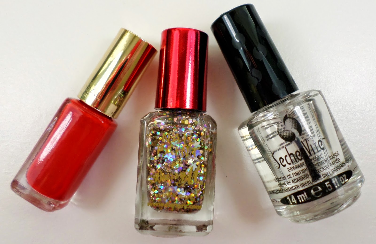 L'Oreal Color Riche 408 Exquisite Scarlet, Barry M Nail Paint in Starlight & Seche Vite Top Coat