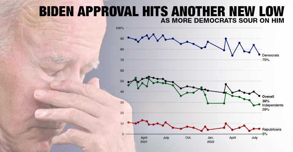 President Biden has his lowest support rating since taking office as more Democrats sour on him