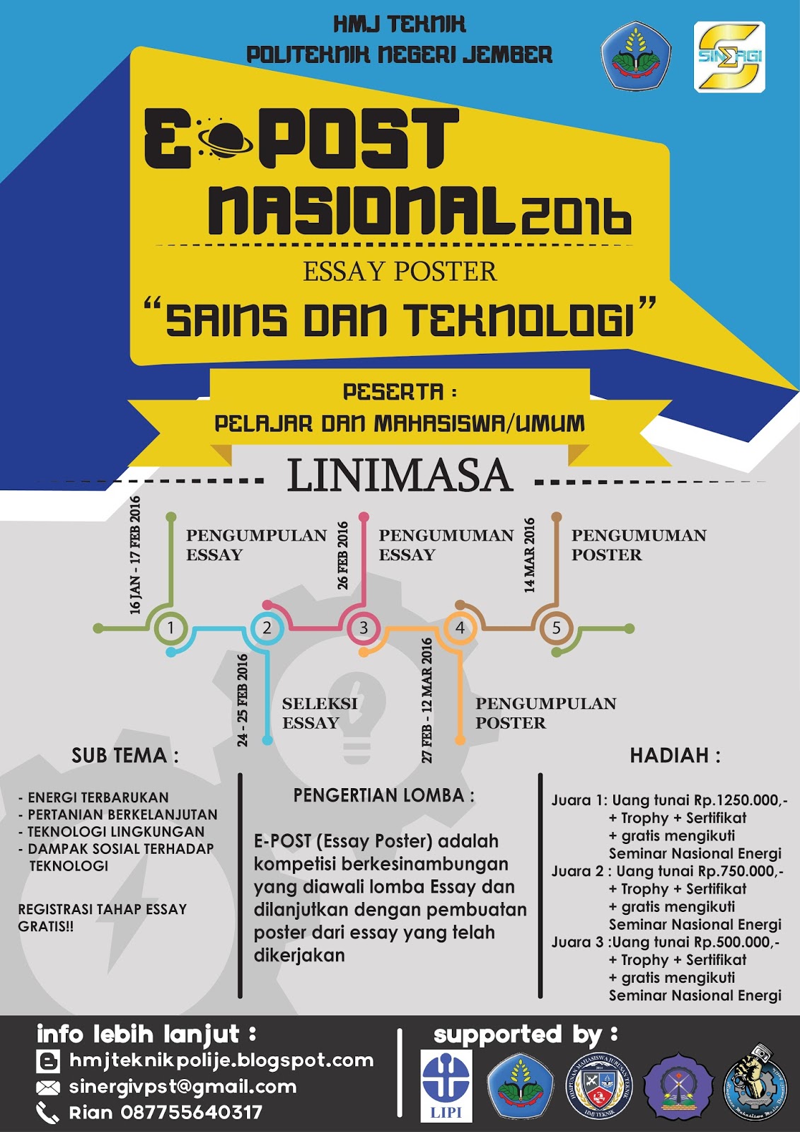 [REVISI] E-POST (Essay dan Poster) NASIONAL 2016 ~ HMJ Teknik