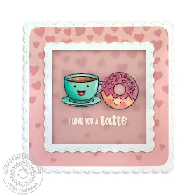 Sunny Studio Stamps: Breakfast Puns & Cascading Hearts I Love You A Latte Card by Mendi Yoshikawa