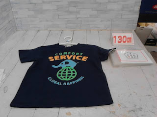 中古品　子供服　１３０㎝　3can4one 　ネイビー　半袖Tシャツ　１９８円