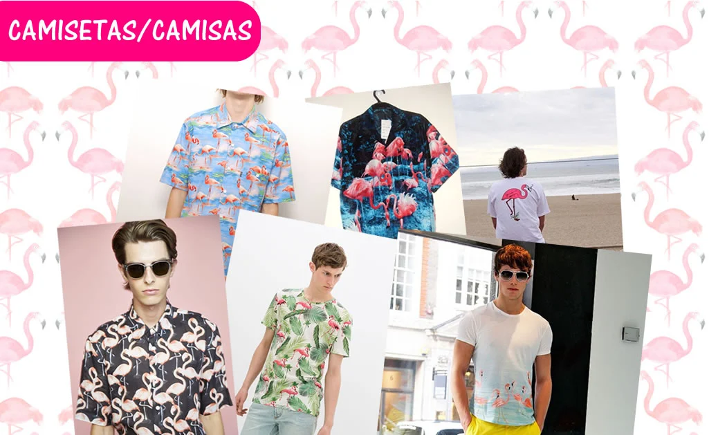 camisetas e camisas estampadas flamingos masculinos.