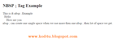 HTML NBSP Tag Example