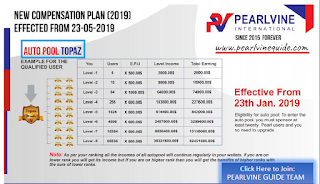 Pearlvine Auto pool Income plan - Topaz Auto Pool Income Chart