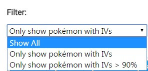 狙擊Pokemon GO 寶可夢 - 篩選精靈IV值功能選單
