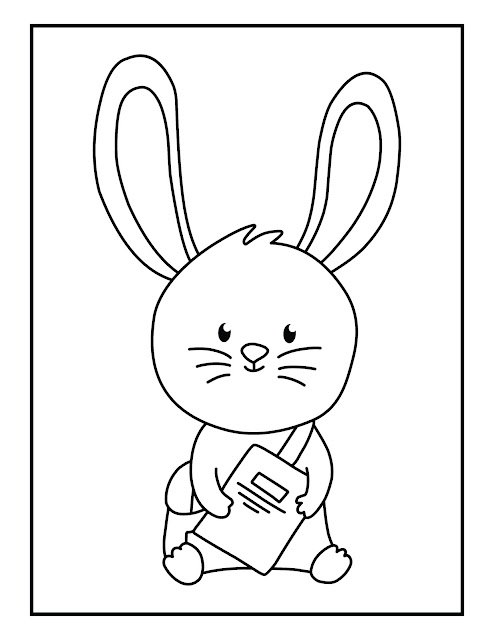 Bunny Back to School Coloring Pages Free