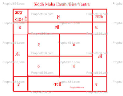 Siddh Maha Laxmi Bisa Yantra for wealth, abundance, prosperity and money