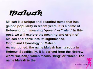 meaning of the name "Maleah"