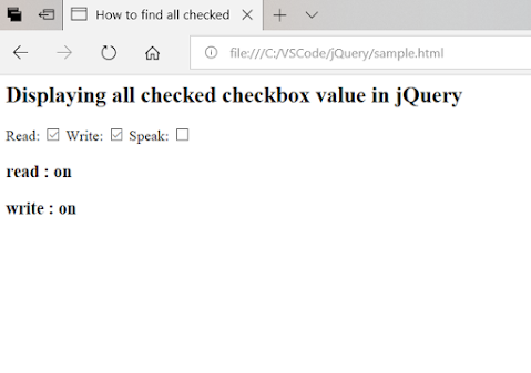 How to find all Checked checkboxes in jQuery?Example