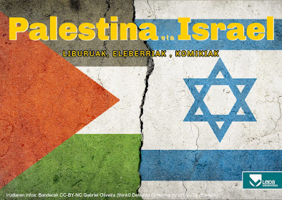 Israel eta Palestinari buruzko erakusketaren kartela 2023ko urrian