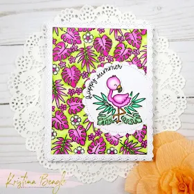 Sunny Studio Stamps: Fabulous Flamingos customer card by Kristina Beagle