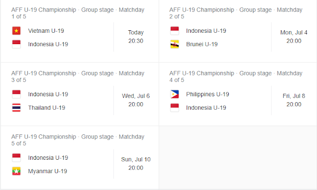 Jadwal Lengkap Timnas Indonesia di piala AFF U-19 2022