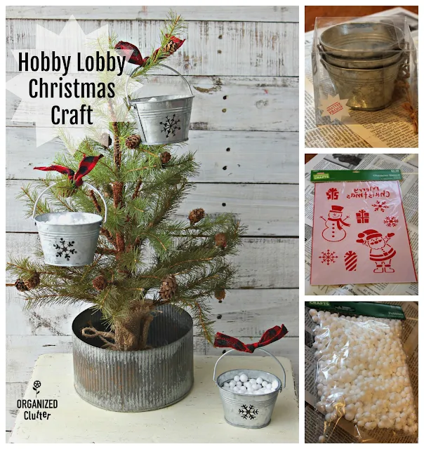 Hobby Lobby Christmas Crafting With Galvanized Pails & Stencils #snowflake #hobbylobby #galvanized #ornaments #Christmasdecor #stencil #farmhouseChristmas