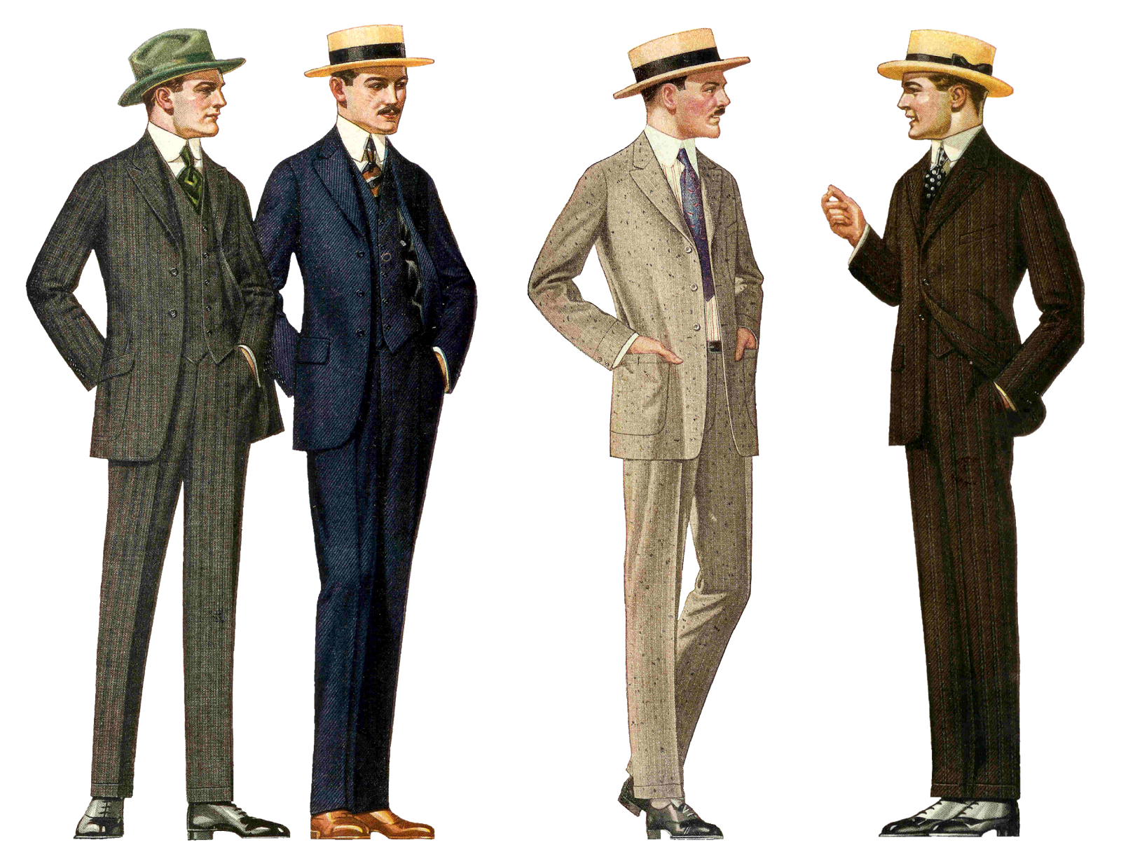 Free Men's Vintage Fashion: Digital Collage Sheet of 4 Men's 1915 ...