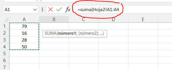 Cómo sumar varias celdas en Excel en otra hoja