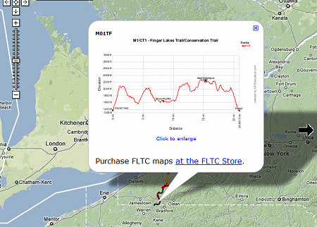 elevation example map for Finger Lakes Trail